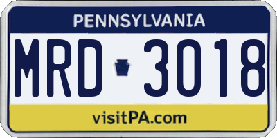 PA license plate MRD3018