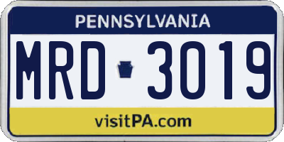 PA license plate MRD3019