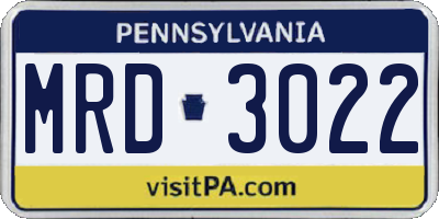 PA license plate MRD3022