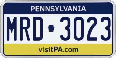 PA license plate MRD3023