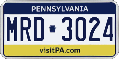 PA license plate MRD3024
