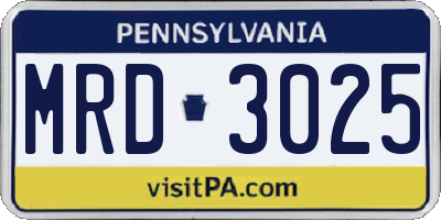 PA license plate MRD3025