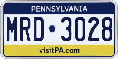 PA license plate MRD3028