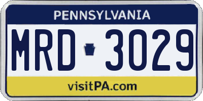 PA license plate MRD3029