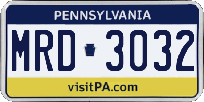 PA license plate MRD3032