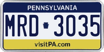 PA license plate MRD3035