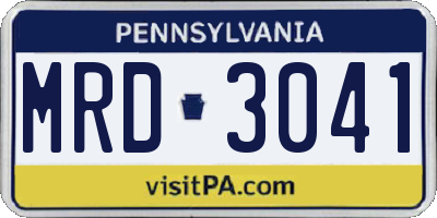 PA license plate MRD3041