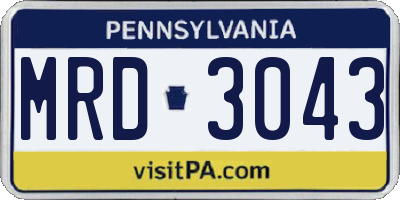PA license plate MRD3043