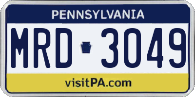 PA license plate MRD3049