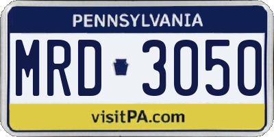 PA license plate MRD3050