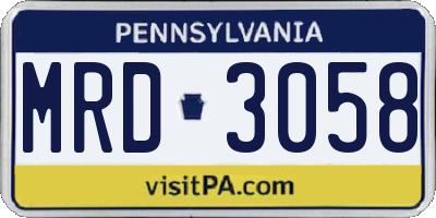 PA license plate MRD3058