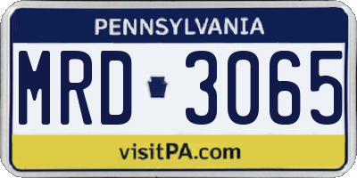 PA license plate MRD3065