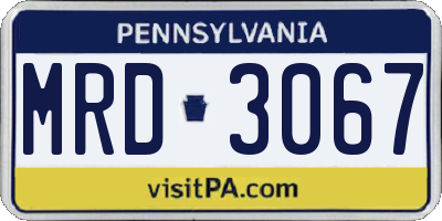 PA license plate MRD3067
