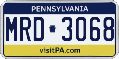 PA license plate MRD3068