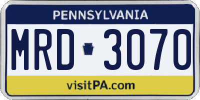 PA license plate MRD3070