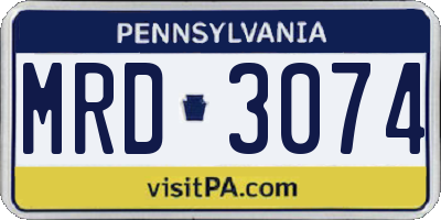 PA license plate MRD3074
