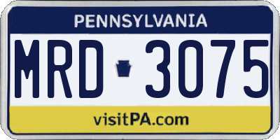 PA license plate MRD3075