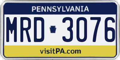 PA license plate MRD3076