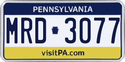 PA license plate MRD3077