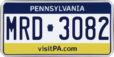 PA license plate MRD3082