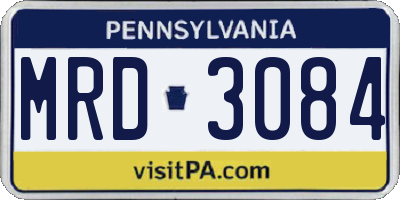 PA license plate MRD3084