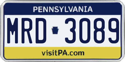 PA license plate MRD3089