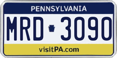 PA license plate MRD3090