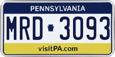 PA license plate MRD3093