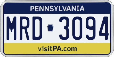 PA license plate MRD3094