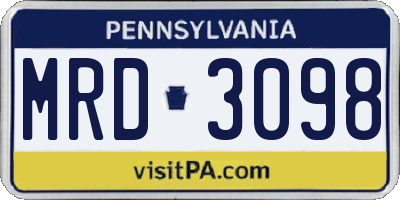 PA license plate MRD3098