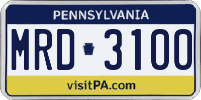 PA license plate MRD3100