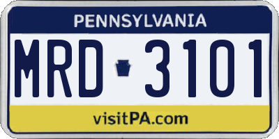 PA license plate MRD3101
