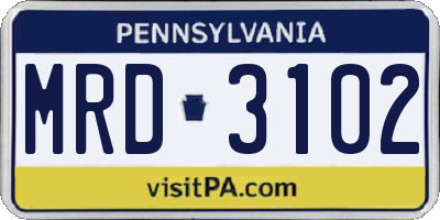 PA license plate MRD3102