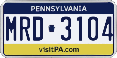 PA license plate MRD3104