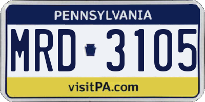 PA license plate MRD3105