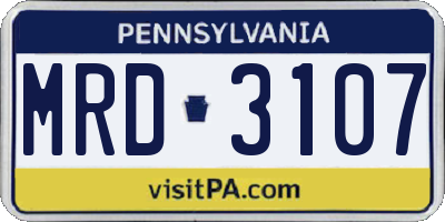 PA license plate MRD3107