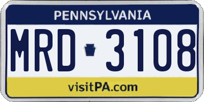 PA license plate MRD3108
