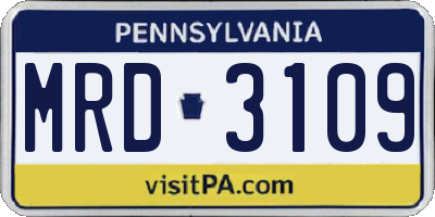 PA license plate MRD3109