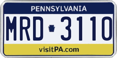 PA license plate MRD3110