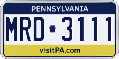 PA license plate MRD3111