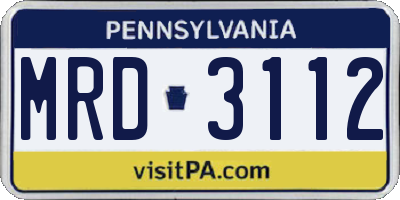 PA license plate MRD3112