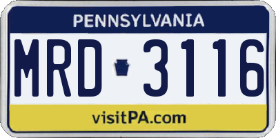 PA license plate MRD3116