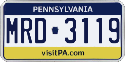 PA license plate MRD3119