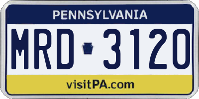 PA license plate MRD3120