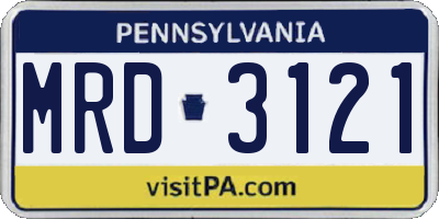 PA license plate MRD3121