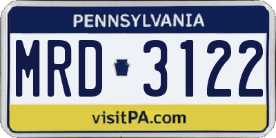 PA license plate MRD3122