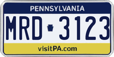 PA license plate MRD3123