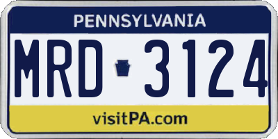 PA license plate MRD3124