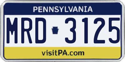 PA license plate MRD3125