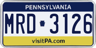 PA license plate MRD3126
